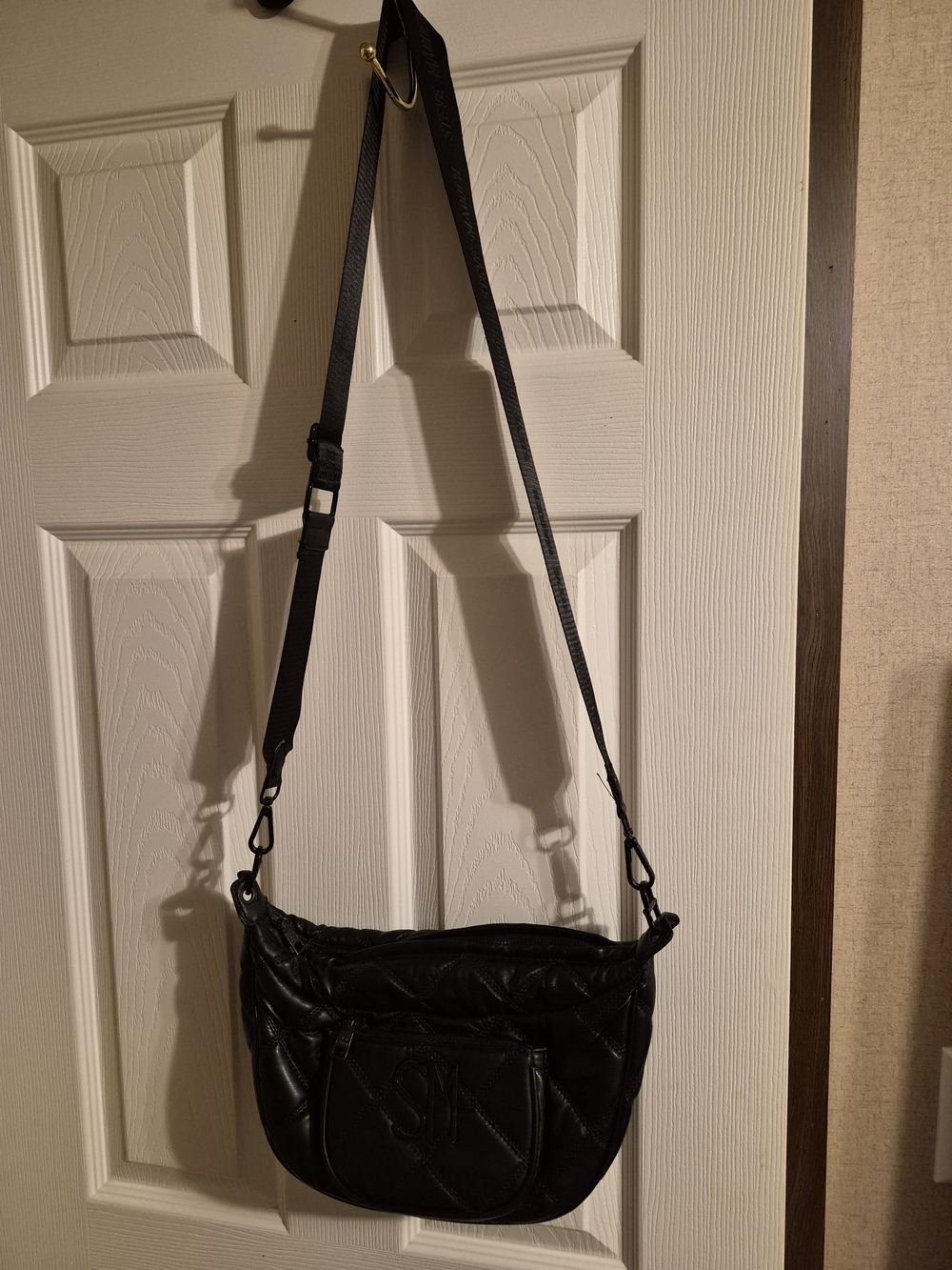 Steve Madden Black Quilted Crossbody Bag with Adjustable Strap